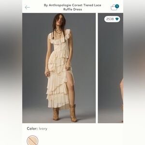 Anthropologie | Corset Tiered Lace Ruffle Dress - Ivory